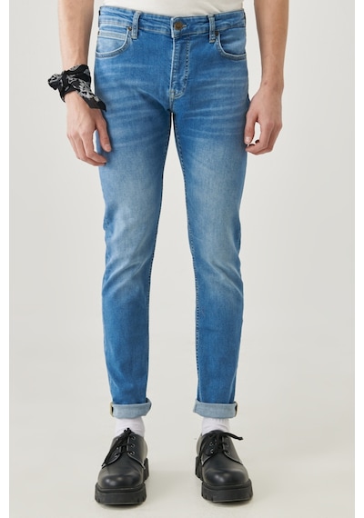 Lee Malone Skinny Fit Normal Bel Denim Esnek Jean Kot Pantolon L736LSTF Mavi