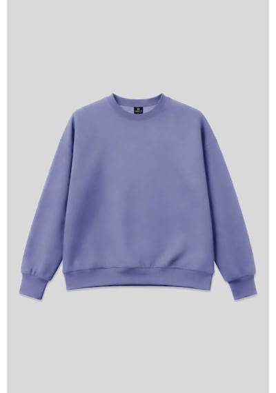 Açık Eflatun Basic O Yaka Oversize Kadın Sweatshirt - 97053 Eflatun