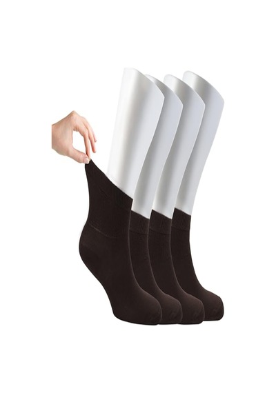 Ozzy Socks Kadın 4 Çift Bambu Lastiksiz Sıkmayan Diabetik Bilek Çorap Kahverengi