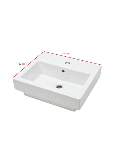 Ece Banyo - Sekura Tezgah Üstü Kare Lavabo 48 Cm Beyaz - 7102