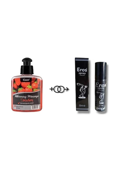Süper Çilek Aromalı Cinsel Masaj Yağı 100 Ml + Eros G.ctrci Sprey 20 Ml