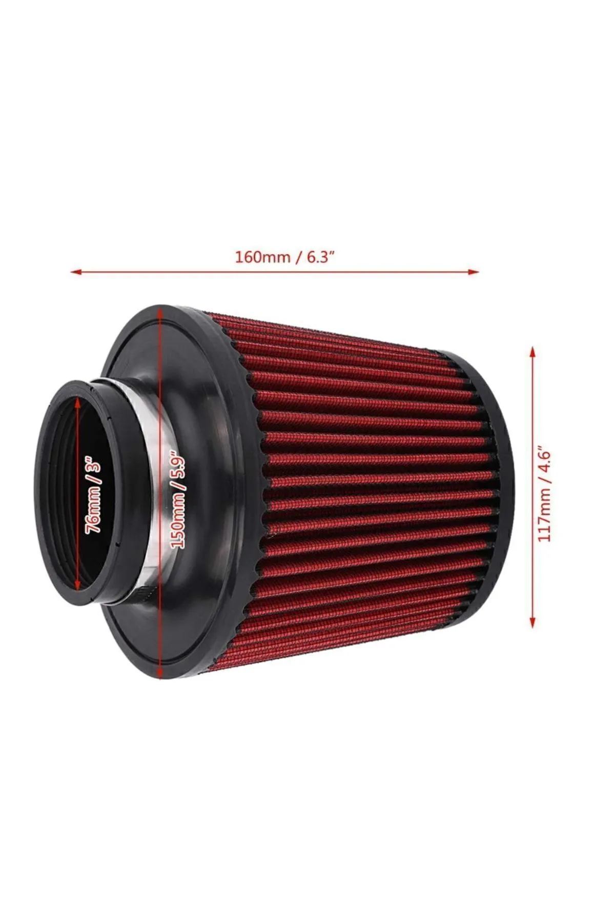 K&n Performans Artırıcı Açık Hava Filtresi 7.6cm Kırmızı Renk