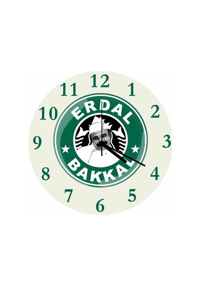 Erdal Bakkal Logolu Çap 30cm Sessiz Akar Bombeli Gerçek Cam Duvar Saati Çok Renkli