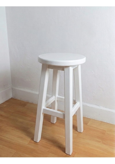 Ahşap Tabure 65 Cm / Beyaz