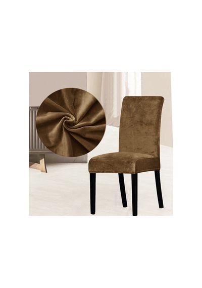 Kadife Sandalye Kılıfı Örtüsü -koyu Kahve 6 Adet Koyu Kahve - 66715909 Koyu Kahve
