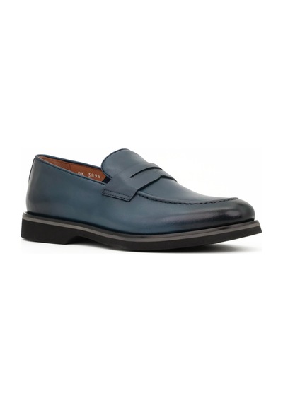 Hakiki Antik Deri Eva Taban Loafer Model Erkek Ayakkabı - Tuna 3898 Lacivert
