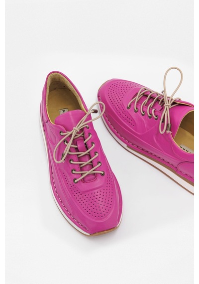 Patrice Pembe Hakiki Deri Kadın Sneaker-Pembe