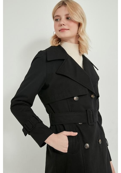 Pastelastore %100 Pamuk Gabardin Uzun 110cm Astarlı Kemerli Kadın Trençkot 1111 Siyah Pastelastore %100 Pamuk Gabardin Uzun 110cm Astarlı Kemerli Kadın Trençkot 1111 Siyah