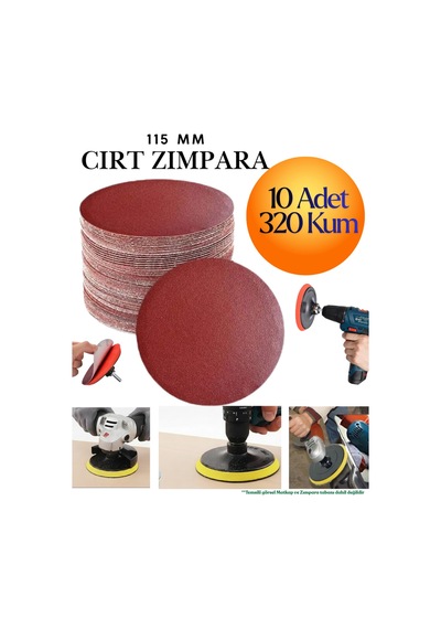 10 Adet 115 Mm Cırt Zımpara Kağıdı 320 Kum Avuç Taşlama Spiral Uyumlu Velcro Deliksiz Cırtlı Zımpara