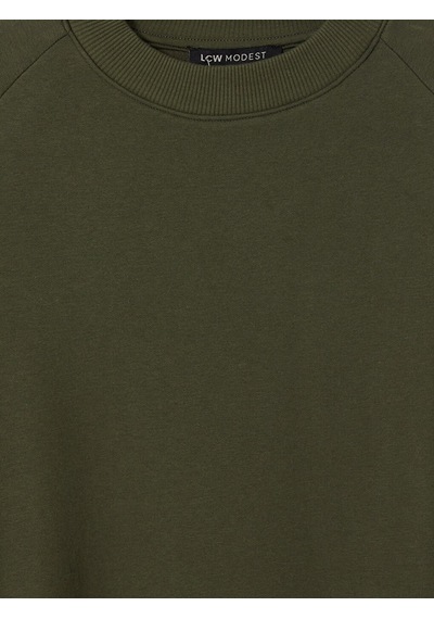 Lcw Modest Yeşil Oversize Kadın Kalın Sweatshirt Tunik