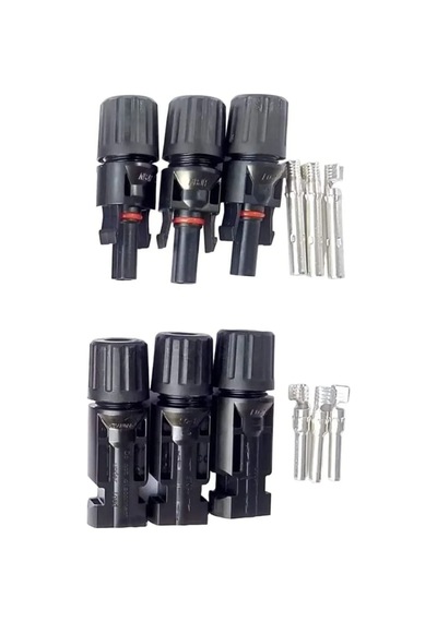 3 Set Mc4 Konnektör 3 Dişi + 3 Erkek Olmak Üzere Güneş Paneli