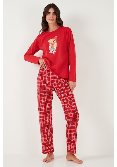 Lela Bayan Pijama Takımı 65723313 Kırmızı Kırmızı