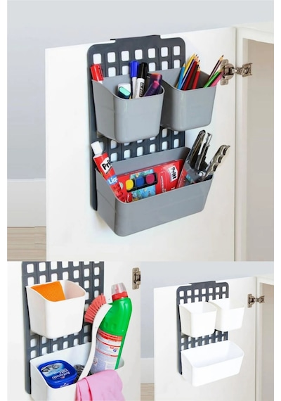 Seviye Ayarlanabilir 3'lü Düzenleyici Raf 1 Geniş 2 Dar Raflı Çok Amaçlı Pratik Mutfak Banyo Ofis Organizer Diğer