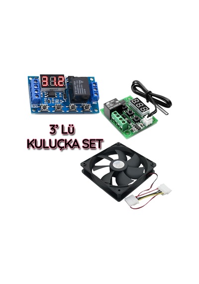 3 Lü Set Kuluçka Makinesi Termostatı Zaman Modülü Soğutucu Fan