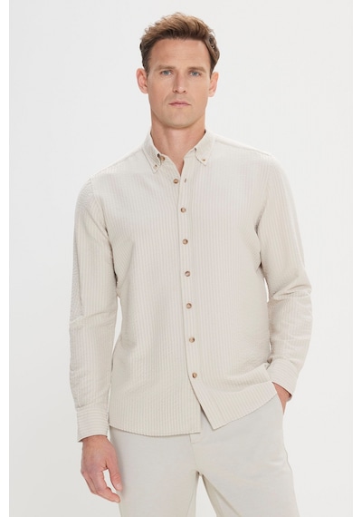 AC&Co / Altınyıldız Classics Erkek Bej Slim Fit Dar Kesim Düğmeli Yaka %100 Pamuk Gömlek Bej AC&Co / Altınyıldız Classics Erkek Bej Slim Fit Dar Kesim Düğmeli Yaka %100 Pamuk Gömlek Bej