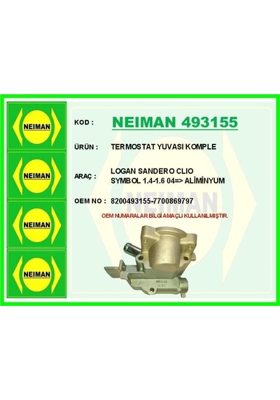 Neıman Termostat Yuvası Komple Logan Sandero Clıo Symbol 1.4-1.6 04 Aliminyum