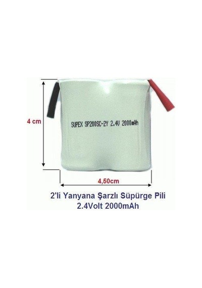 Supex 2.4Volt 2000Mah 2Li Yanyana Şarzlı Süpürge Pili