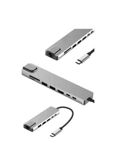 Epilons 8 Portlu Apple Uyumlu MacBook Çevirici Type C Hub Sd Tf Usb Çoğaltıcı Ethernet