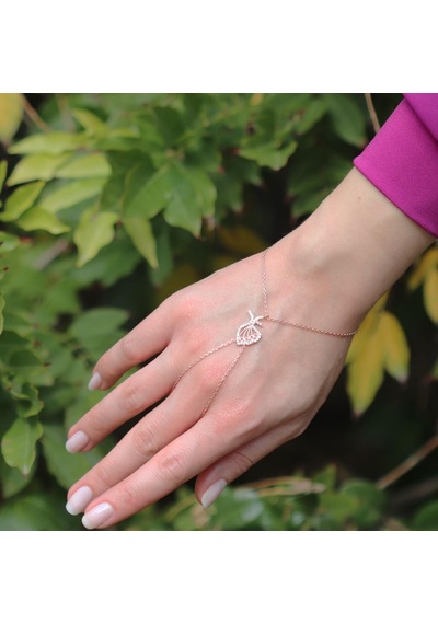 Zirkon Taşlı Rose Gold Kaplama Mevlana 925 Ayar Gümüş Şahmeran Gümüş