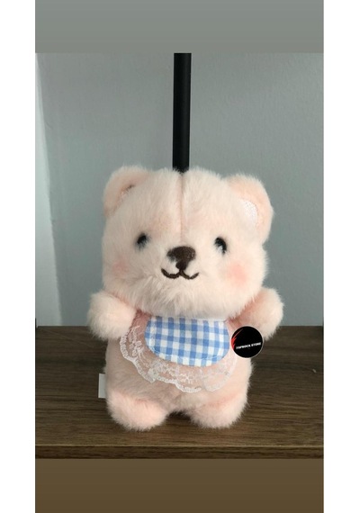 Sevimli Kıyafetli Ayıcık Peluş Oyuncak Anahtarlık Hediyelik Uyku Arkadaşı 15 Cm PEMBE