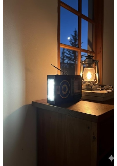 Fenerli Mini Fm Radyo Şarjlı Taşınabilir Solar Radıo Bluetooth Hoparlör Sd Kart Usb Girişli Speaker