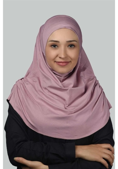 Altobeh Hazır Türban Büzgülü Pileli Pratik Eşarp Tesettür Hijab - Namaz Örtüsü - Koyu Pembe