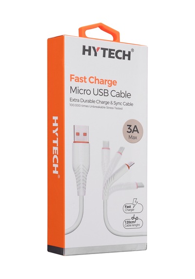 Hytech Hy-X235 1.2M 3A Micro Usb Beyaz Data + Şarj Kablosu