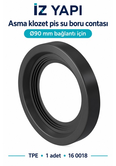 İz Yapı Asma Klozet Pis Su Boru Contası 90 Mm Tpe Kada Bağlantı Contası 1 Adet Siyah