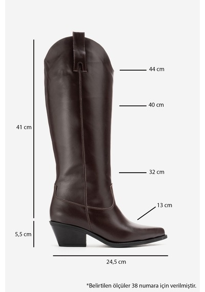 Luvishoes Anıa Kahverengi Cilt Hakiki Deri Kadın Western Çizme Kahverengi