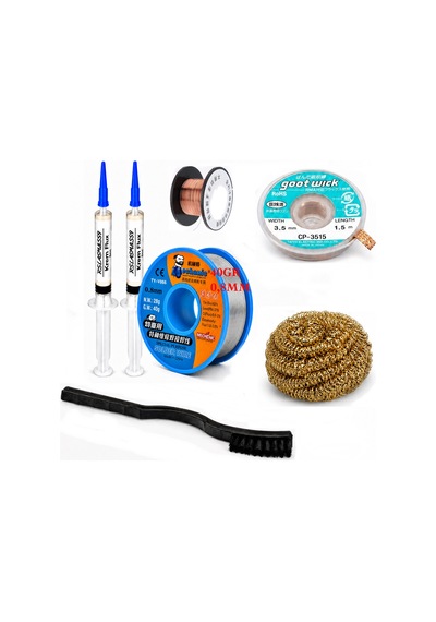 Lehim Seti 0,8 Mm 40 Gr Lehim Teli Flux Cp-3515 Lehim Emme Ve Yol Çekme Teli Temizleme Set St438
