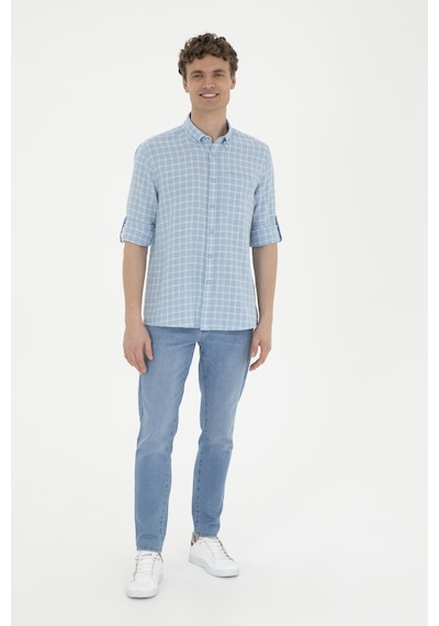 U.S. Polo Assn. Erkek Kareli Açık Mavi Gömlek 50283820-VR003