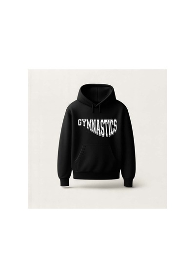 Ada Kostüm Tasarım Gymnastics Tasarım Baskılı Hoodie Sweatshirt siyah