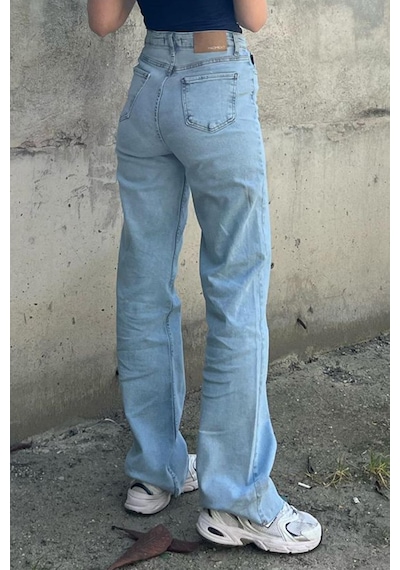 Madmext Mavi Büyük Beden Likralı Kadın Jean Mg2060-mavi Mavi