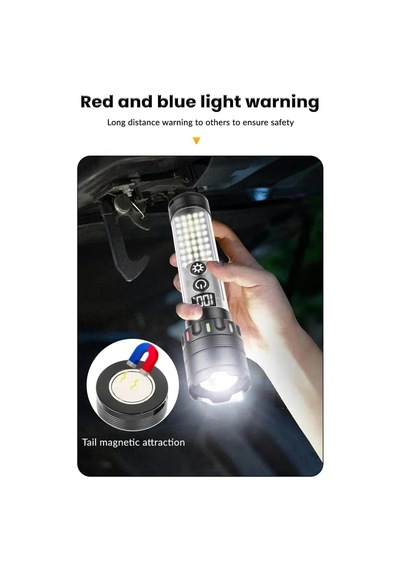 Tr Güçlü Taktik Led El Feneri Paweınuo Sdt53 3800lm, 35w, Yan Cob Aydınlatma Ve Type-c Şarj Özelliğine Sahip