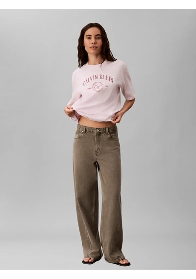 Calvin Klein Ss Relaxed Varsıty C, 3fs Pembe Kadın T-shirt