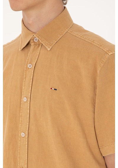 U.s. Polo Assn. Erkek Camel Gömlek Kısa Kollu 50304955-vr015 Camel