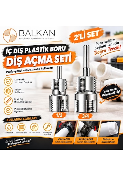 Fett 2 Li Set İç Dış Plastik Boru Diş Açma Seti Ve İnç Borular Metrik Borular Pprc