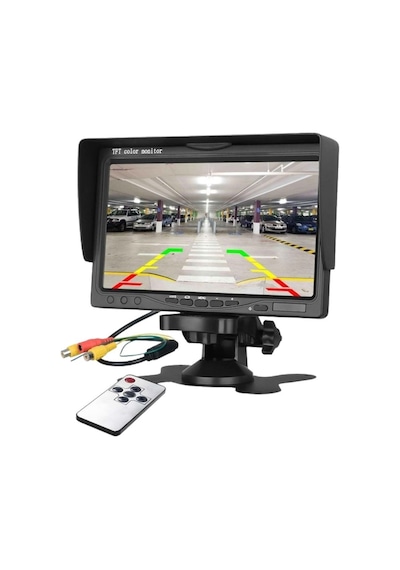7" İnç Ayaklı Araç İçi Monitör Hd Led Panel Çift Kamera Girişli Vites Tetiklemeli Vga Ve Ses Girişli 12v-24v Twogo Go-1710