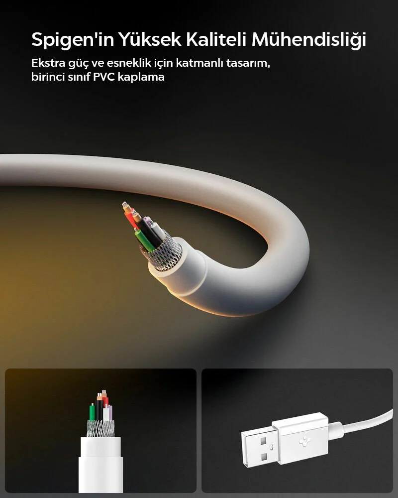 Spigen Usb-a To Usb-c 1 Metre Kablo 60w Güç / Hızlı Şarj / 480 Mbps Data Aktarım Hızı Type-c Ekstra Dayanıklı White 1m Cable Spigen Usb-a To Usb-c 1 Metre Kablo 60w Güç / Hızlı Şarj / 480 Mbps Data Aktarım Hızı Type-c Ekstra Dayanıklı White 1m Cable