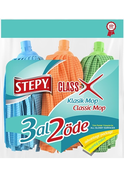 Stepy Klasik Mop Rengarenk Class x 3'lü Tüm Parlak Yüzeyler İçin
