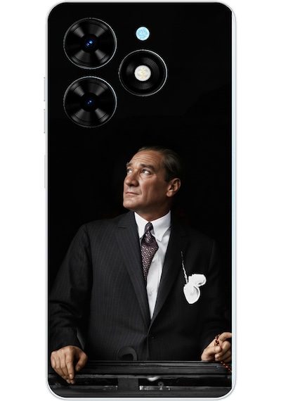 Tecno Spark Go 2024 Uyumlu Ufka Bakan Lider Atatürk Baskılı Silikon Kılıf Renkli