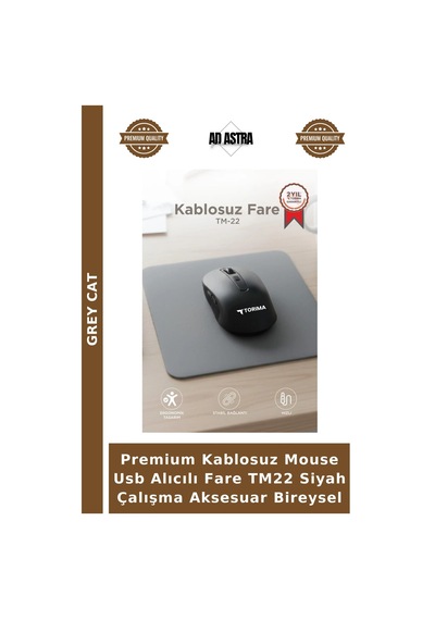 Premium Kablosuz Mouse Usb Alıcılı Fare Tm22 Siyah Çalışma Aksesuar Bireysel
