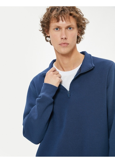 Koton Yarım Fermuarlı Yaka Sweatshirt Uzun Kollu Pamuk Karışımlı Lacivert 5wam70002mk Lacivert Koton Yarım Fermuarlı Yaka Sweatshirt Uzun Kollu Pamuk Karışımlı Lacivert 5wam70002mk Lacivert