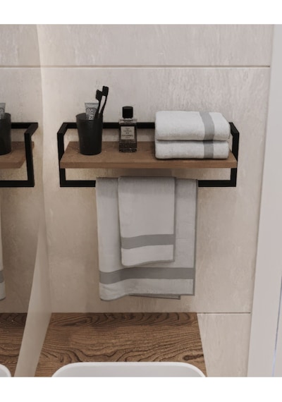 Aju Havluluk Banyo Rafı Sabunluk Şal Askılığı Havlu Askısı Banyo Mutfak Düzenleyici Ahşap