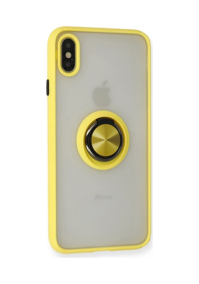 Newface - 779 - iPhone Uyumlu X Kılıf Montreal Yüzüklü Silikon Kapak - Csmo-tex - - Sarı