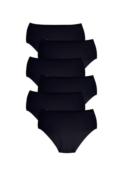 Alya Underwear Kadın Dikişsiz Külot Lazer Kesim Yüksek Bel İz Yapmayan Büyük Beden Hayalet Külot İzbırakmaz 6'lı Paket Siyah