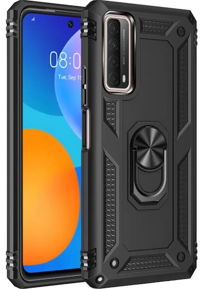Newface Huawei P Smart 2021 Kılıf Sofya Yüzüklü Silikon Kapak - Siyah Belirtilmemiş