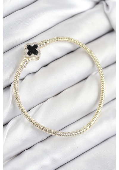 Pirinç Charm Zirkon Taşlı Yonca Model Gold Renk Kadın Bileklik 6421836
