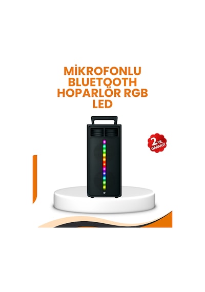 Bluetooth Işıklı Hoparlör 2x5w Güç Usb + Tf Kart + Fm Radyo Siyah Renk - Lisinya