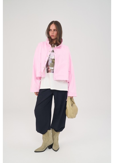 Mai Collection Liora Düğmeli Pembe Bomber Ceket